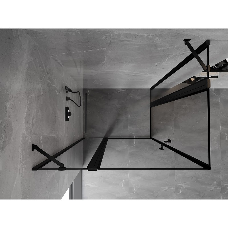 Mexen Mist Duo Duschkabine, Schwingtür, 110 x 80 cm, schwarzer Rahmen, schwarz - 8A4-110L-080P-70-70