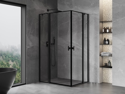 Mexen Mist Duo Duschkabine, schwenkbar, 120 x 95 cm, schwarzer Rahmen, schwarz - 8A4-120L-095P-70-70