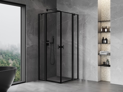 Mexen Mist Duo Duschkabine Schwingtür 110 x 110 cm, schwarzer Rahmen, schwarz - 8A4-110L-110P-70-70