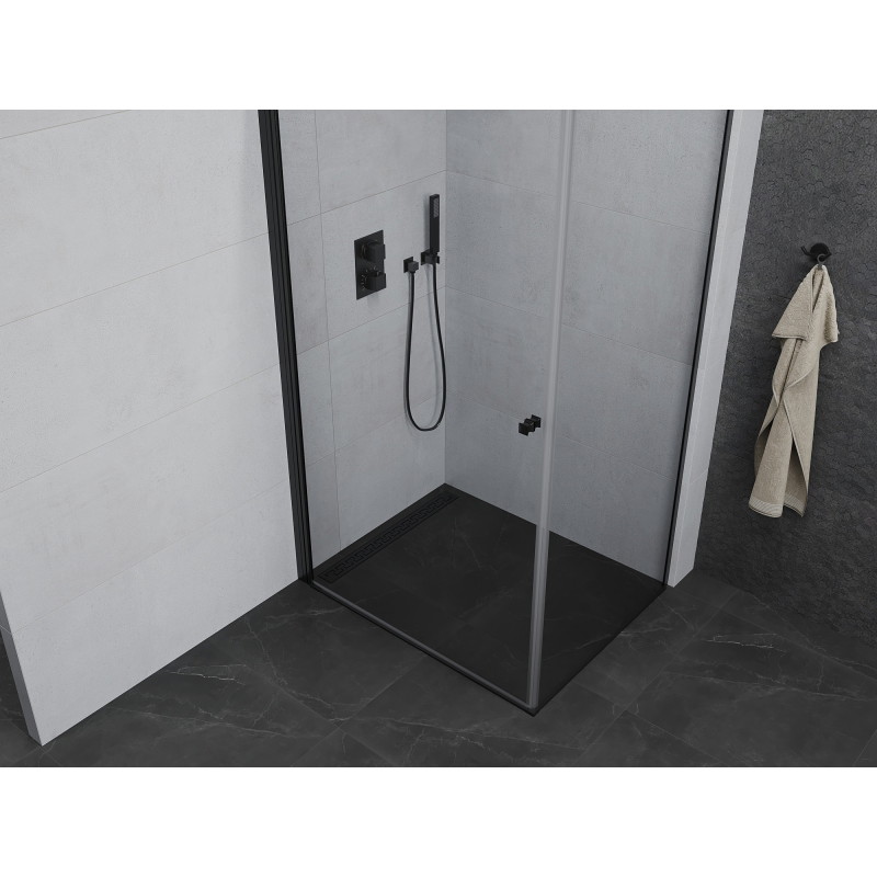 Mexen Pretoria schwenkbare Duschkabine 100 x 70 cm, transparent, schwarz - 852-100-070-70-00