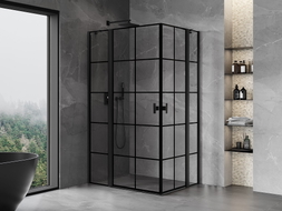 Mexen Mist Duo Pendelduschkabine 100 x 70 cm, schwarzes Gitter, schwarz - 8A4-100L-070P-70-77