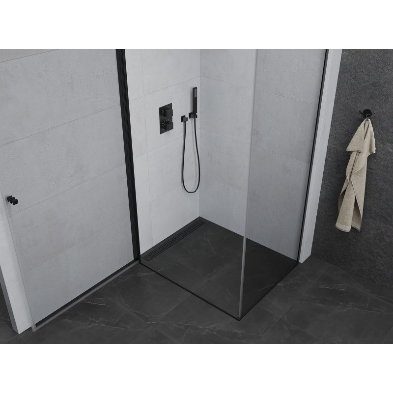 Mexen Pretoria Duschkabine schwenkbar 100 x 80 cm, transparent, schwarz - 852-100-080-70-00