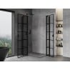 Mexen Mist Duo Duschkabine schwenkbar 90 x 75 cm, schwarzes Gitter, schwarz - 8A4-090L-075P-70-77