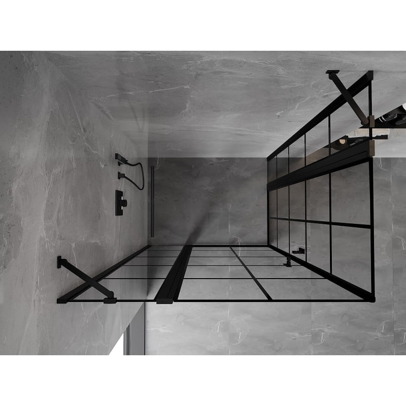 Mexen Mist Duo Pendeltür-Duschkabine 110 x 105 cm, schwarzes Gitter, schwarz - 8A4-110L-105P-70-77