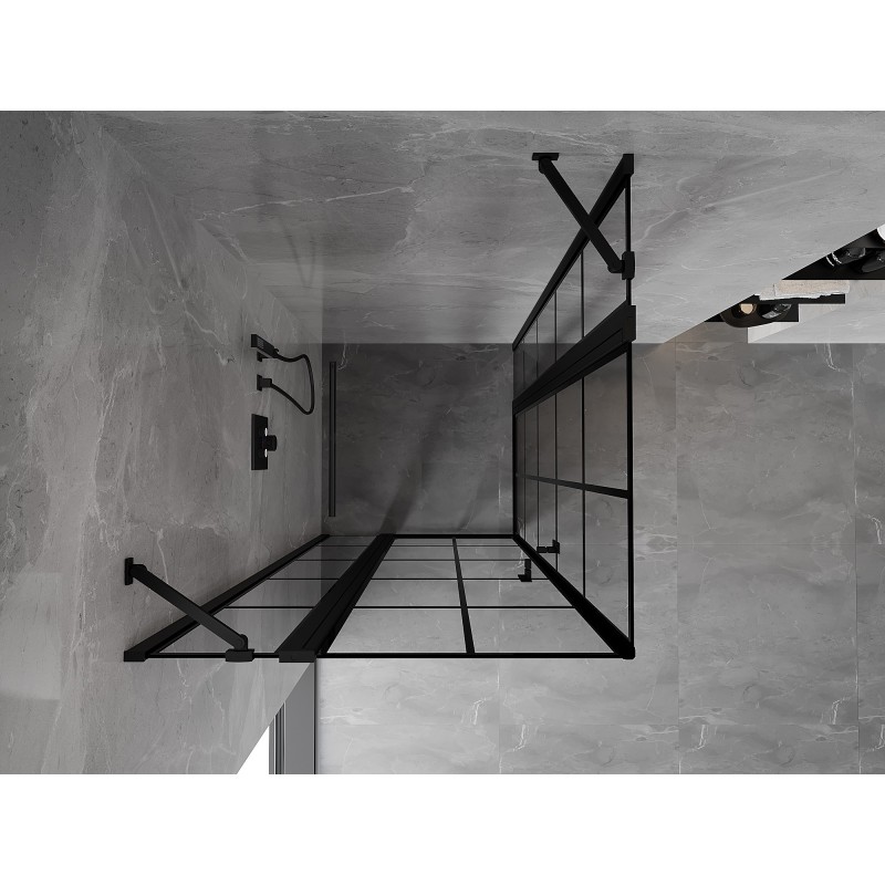 Mexen Mist Duo Duschkabine schwenkbar 120 x 120 cm, schwarzes Gitter, schwarz - 8A4-120L-120P-70-77