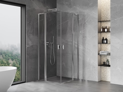 Mexen Mist L Duo Duschkabine aufklappbar 95 x 95 cm, transparent, Chrom - 8A4L-095-095-01-00