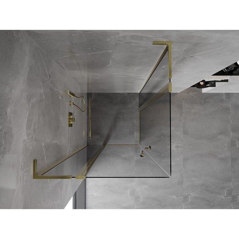 Mexen Mist L Duo Duschkabine mit Schwingtür 110 x 110 cm, transparent, gold - 8A4L-110-110-50-00