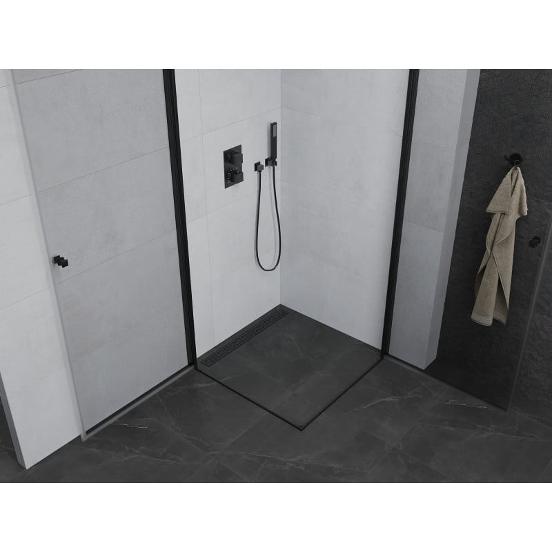 Mexen Pretoria Duo Duschkabine schwenkbar 100 x 100 cm, transparent, schwarz - 852-100-100-70-00-02