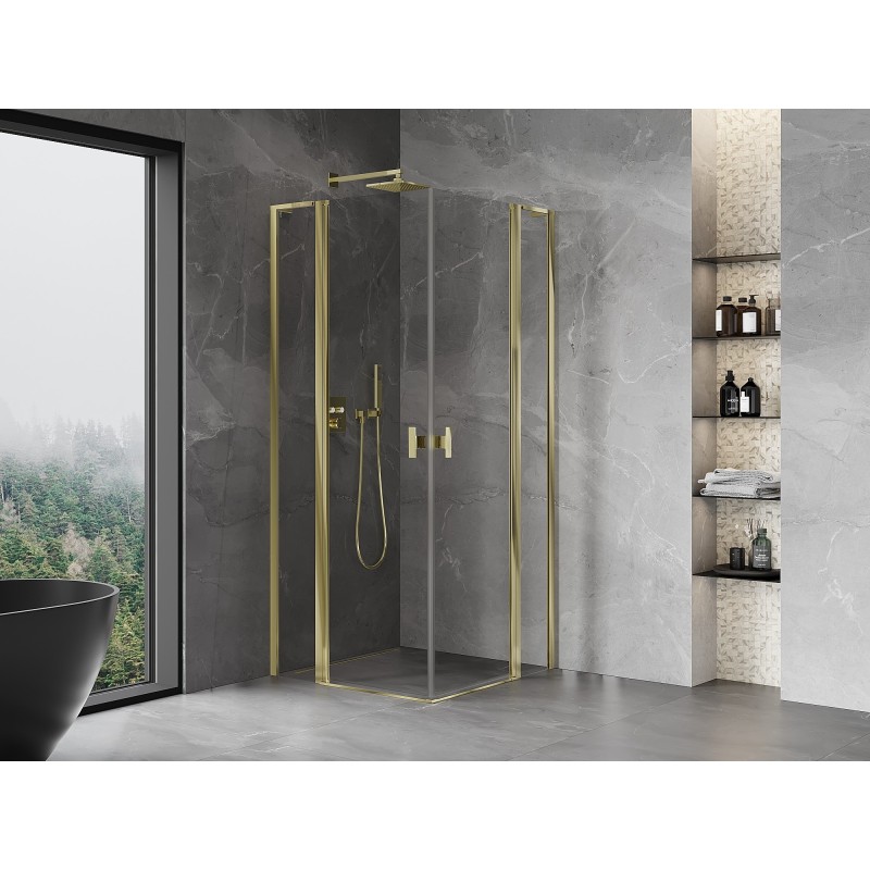 Mexen Mist L Duo Duschkabine schwenkbar 115 x 115 cm, transparent, gold - 8A4L-115-115-50-00