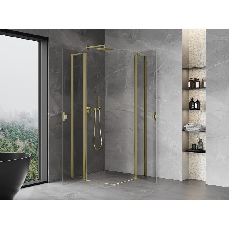 Mexen Mist L Duo Duschkabine mit Schwingtür 120 x 120 cm, transparent, gold - 8A4L-120-120-50-00