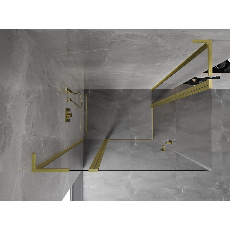 Mexen Mist L Duo Duschkabine Klappbar 110 x 100 cm, Transparent, Gebürstetes Gold - 8A4L-110-100-55-00