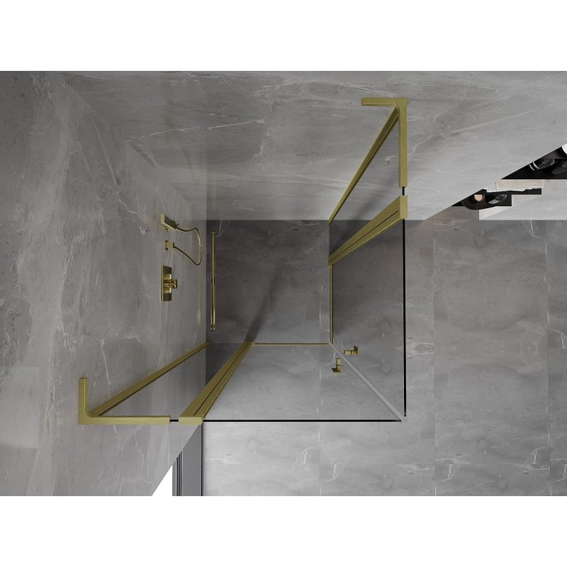 Mexen Mist L Duo Duschkabine Drehbar 110 x 110 cm, transparent, gebürstetes Gold - 8A4L-110-110-55-00