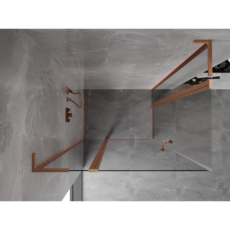 Mexen Mist L Duo Duschkabine, schwenkbar, 105 x 90 cm, transparent, gebürstetes Kupfer - 8A4L-105-090-65-00