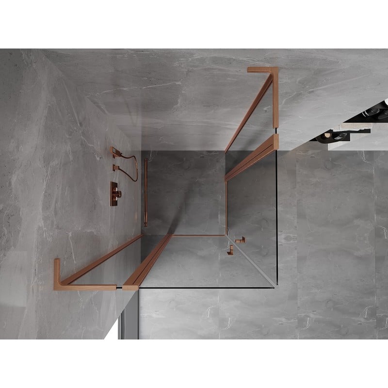 Mexen Mist L Duo Duschkabine schwenkbar 105 x 105 cm, transparent, gebürstetes Kupfer - 8A4L-105-105-65-00