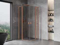 Mexen Mist L Duo Duschkabine mit Schwingtür 110 x 110 cm, transparent, gebürstetes Kupfer - 8A4L-110-110-65-00