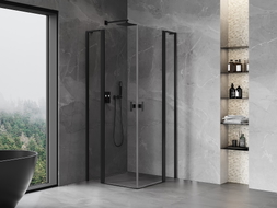 Mexen Mist L Duo Duschkabine Schwenkbar 105 x 105 cm, Transparent, Schwarz - 8A4L-105-105-70-00