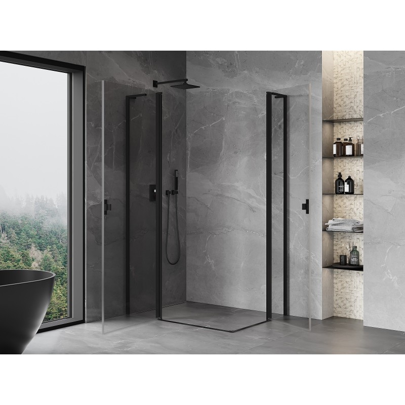 Mexen Mist L Duo Pendeltür-Duschkabine 115 x 110 cm, transparent, schwarz - 8A4L-115-110-70-00