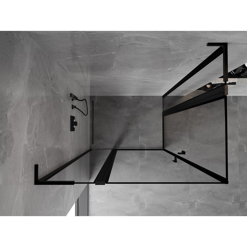 Mexen Mist L Duo Duschkabine schwenkbar 110 x 95 cm, schwarzer Rahmen, schwarz - 8A4L-110L-095P-70-70
