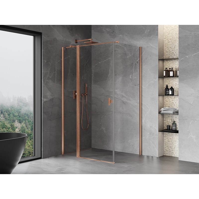 Mexen Mist T Duschkabine Schwenktür 80 x 95 cm, transparent, gebürstetes Kupfer - 8A4T-080-095-65-00