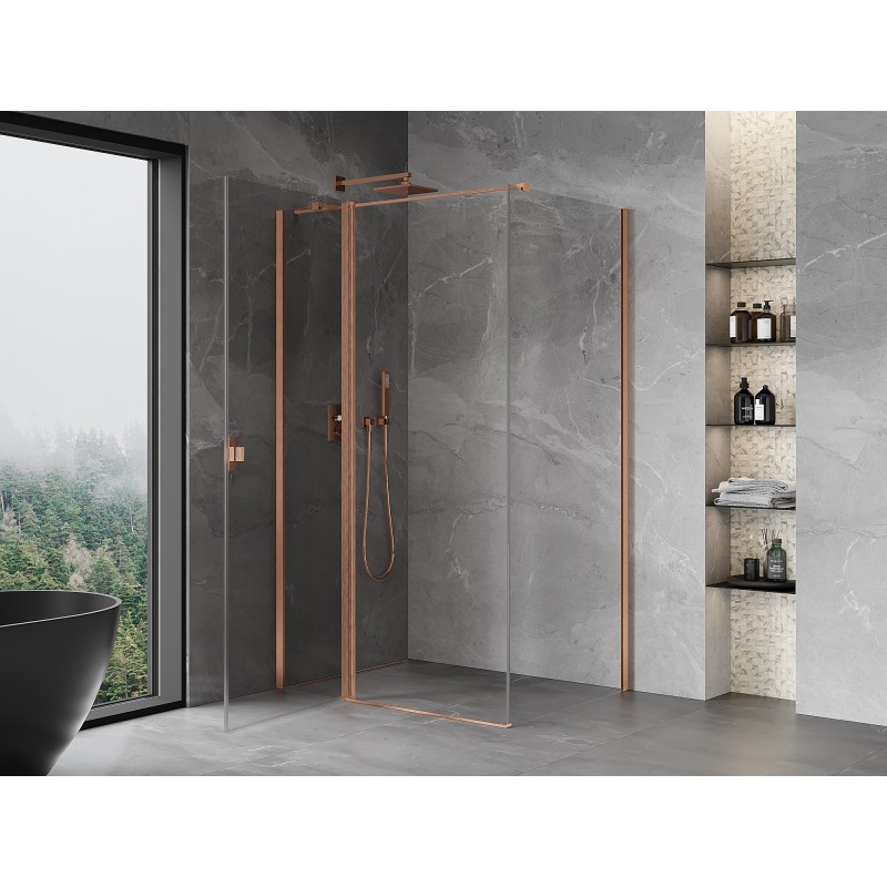 Mexen Mist T Duschkabine mit schwingtür 100 x 120 cm, transparent, gebürstetes Kupfer - 8A4T-100-120-65-00