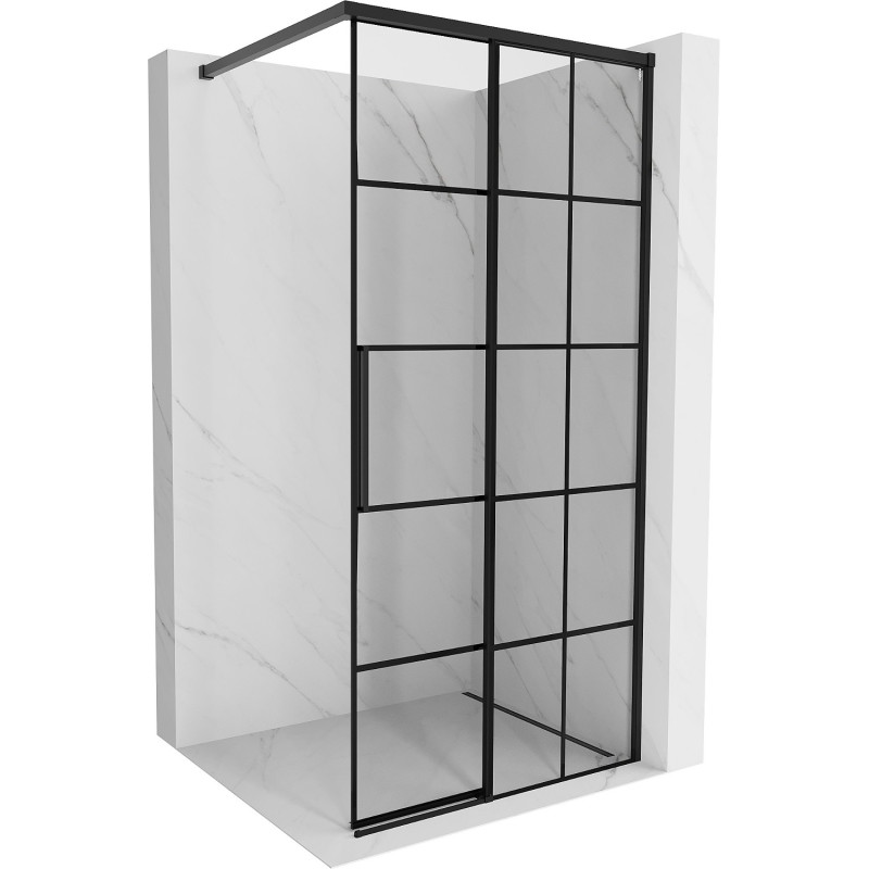 Mexen Rox Duschwand Walk-in rechts 80 x 200 cm, schwarz kariert 8 mm, schwarz - 8C2-080-003-70-77-P