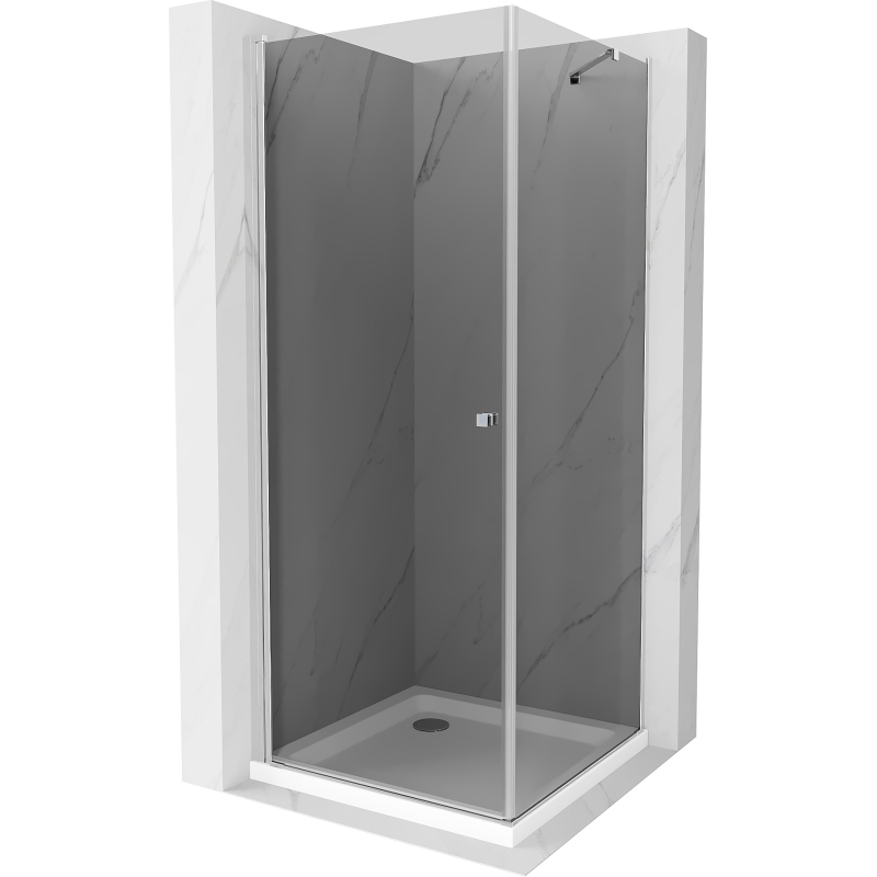 Mexen Pretoria Duschkabine schwenkbar 100 x 100 cm, grafit, chrom + Duschwanne Flat - 852-100-100-01-40-4010