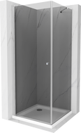 Mexen Pretoria Duschkabine schwenkbar 100 x 100 cm, grafit, chrom + Duschwanne Flat - 852-100-100-01-40-4010
