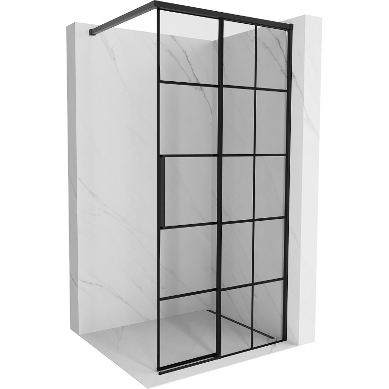 Mexen Rox Duschwand Walk-in rechts 120 x 200 cm, schwarzes Gitter 8 mm, schwarz - 8C2-120-003-70-77-P