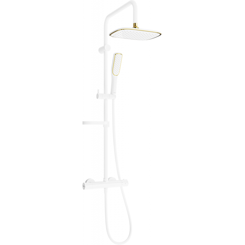 Mexen KX49 Aufputz-Duschset mit Regendusche und Thermostatbatterie, weiß/gold - 771504091-25