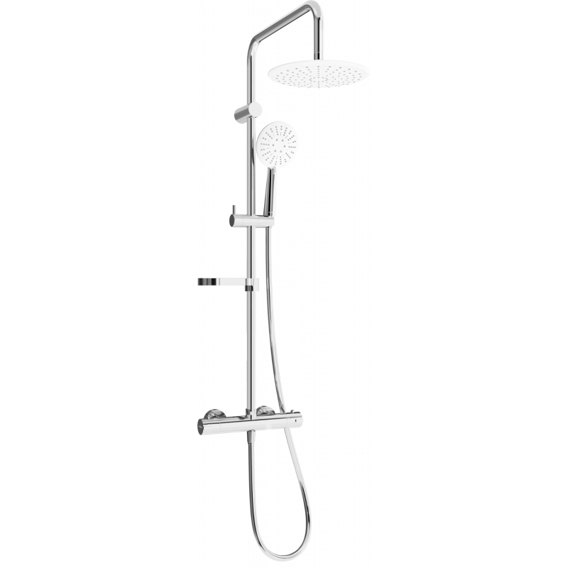 Mexen KX67 Aufputz-Duschset mit Regendusche und Thermostatbatterie, Chrom/Weiß - 771506791-00