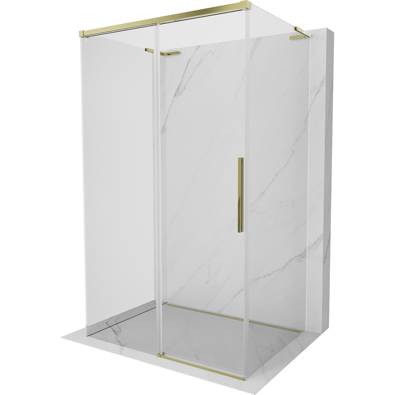 Mexen Rox-3S L 3-seitige, verschiebbare Duschkabine 140 x 90 cm, transparent, gold - 8C2L-140-090-50-00-3S