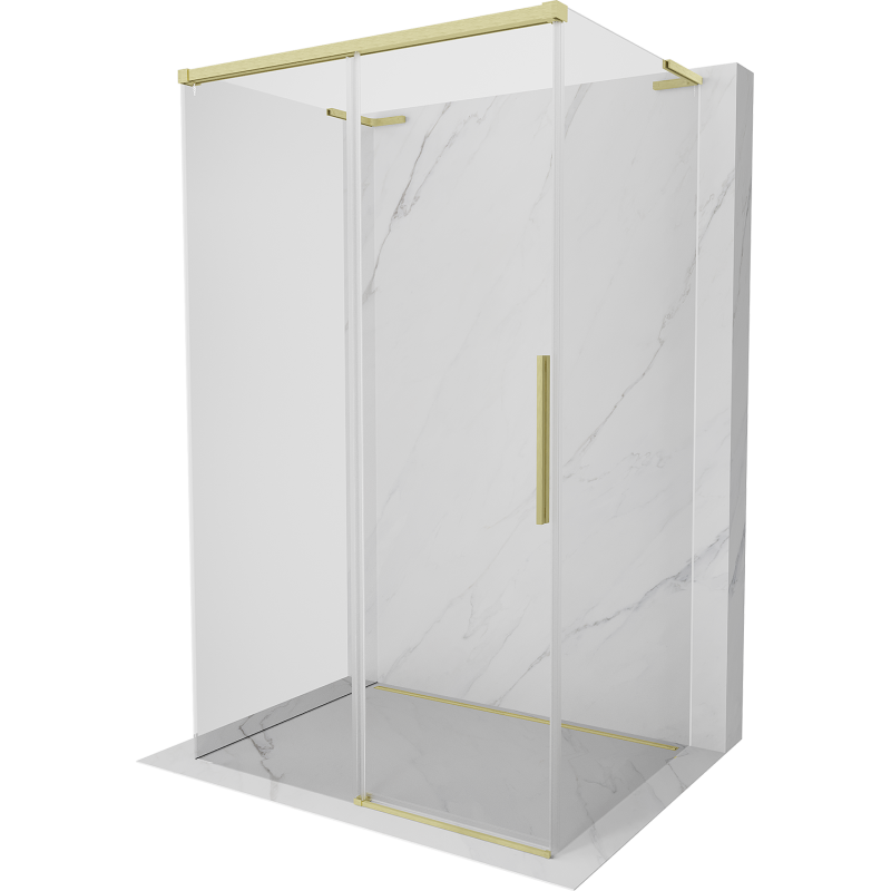 Mexen Rox-3S L 3-seitige Duschkabine, 140 x 70 cm, transparent, gebürstetes Gold - 8C2L-140-070-55-00-3S