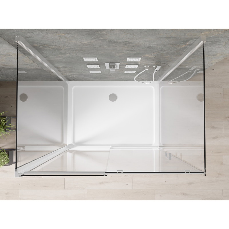 Mexen Omega-3S 3-seitige Duschkabine, schiebbar 110x90 cm, transparent, Chrom + Flat Duschwanne - 825-110-090-01-00-3s-4010