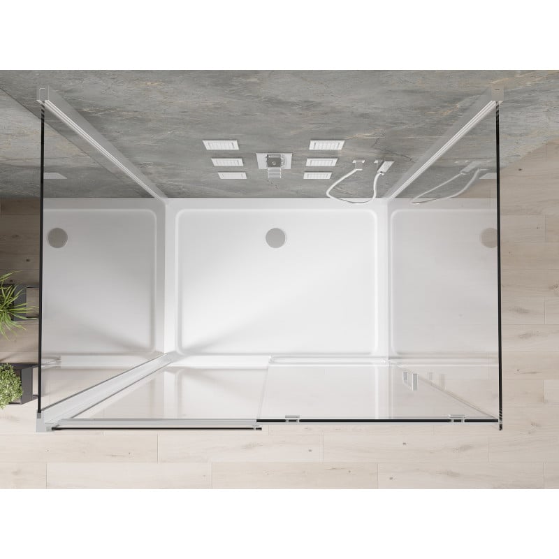 Mexen Omega-3S Duschkabine, 3-seitige Schiebetür, 110x90 cm, transparent, Chrom + Duschtasse Flat - 825-110-090-01-00-3s-4010