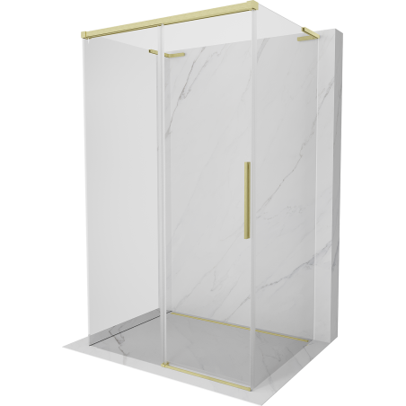 Mexen Rox-3S L 3-seitige Duschkabine, 135 x 85 cm, transparent, gebürstetes Gold - 8C2L-135-085-55-00-3S