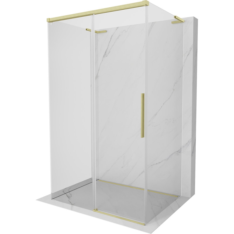 Mexen Rox-3S L Duschkabine 3-seitig verschiebbar 135 x 100 cm, transparent, gebürstetes Gold - 8C2L-135-100-55-00-3S