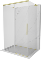 Mexen Rox-3S L 3-seitige Duschkabine, verschiebbar, 130 x 110 cm, transparent, gebürstetes Gold - 8C2L-130-110-55-00-3S