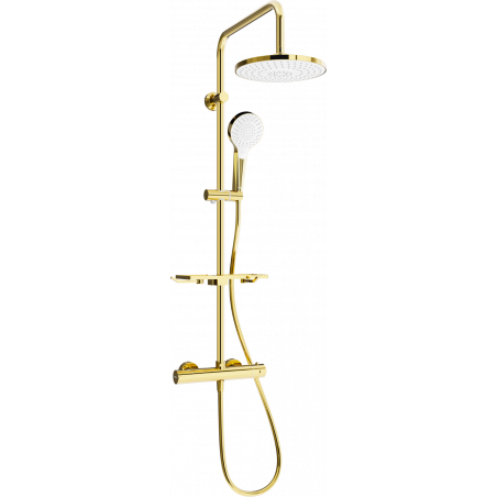Mexen KT05 Aufputz-Duschset mit Regendusche und Thermostatarmatur, Gold/Weiß - 771500593-50