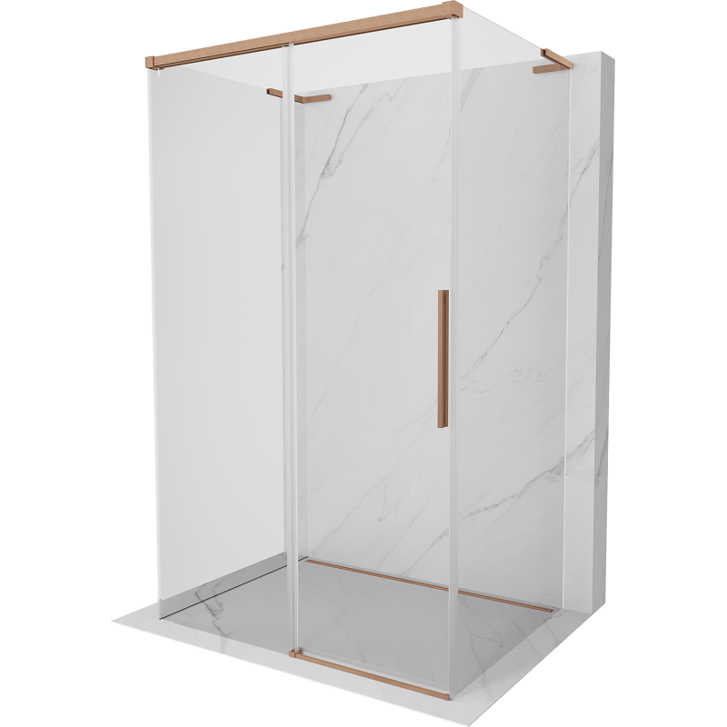 Mexen Rox-3S L 3-seitige Duschkabine, verschiebbar, 155 x 70 cm, transparent, gebürstetes Kupfer - 8C2L-155-070-65-00-3S