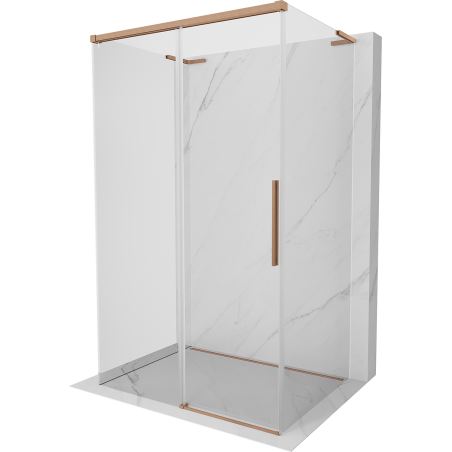 Mexen Rox-3S L 3-seitige Duschkabine, Schiebetür 100 x 80 cm, transparent, gebürstetes Kupfer - 8C2L-100-080-65-00-3S