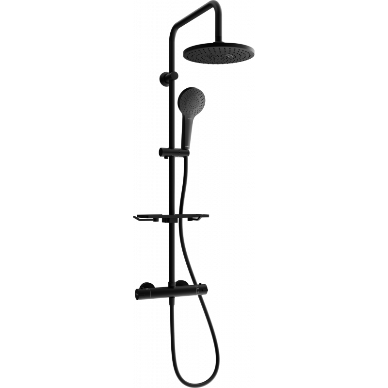 Mexen KT05 Aufputz-Duschset mit Regenduschkopf und Thermostatarmatur, schwarz - 771500593-70