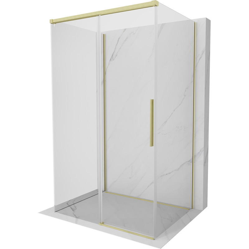 Mexen Rox-3S 3-seitige Duschkabine, Schiebetür, 105 x 85 cm, transparent, gebürstetes Gold - 8C2-105-085-55-00-3S