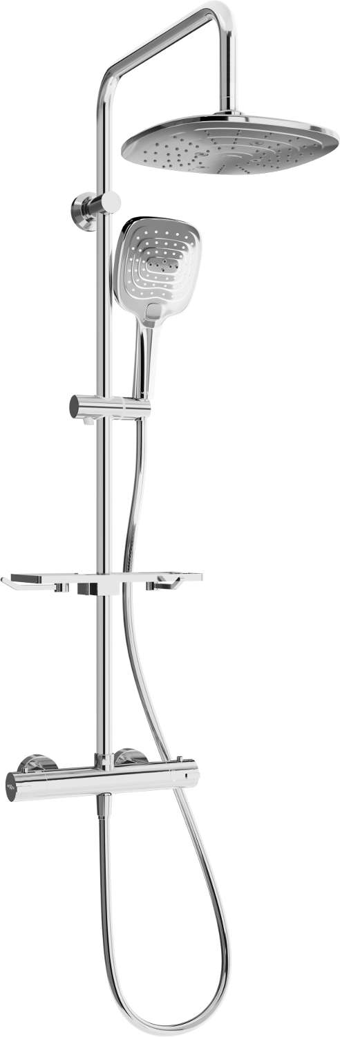 Mexen KT17 Brausegarnitur für Aufputzmontage mit Kopfbrause und Thermostatmischer, Chrom - 771501793-00