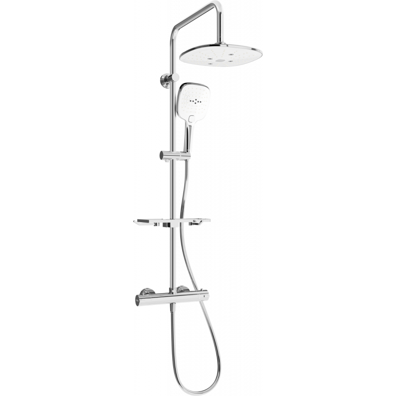 Mexen KT17 Aufputz-Duschset mit Regenbrause und thermostatischer Armatur, Chrom/Weiß - 771501793-02
