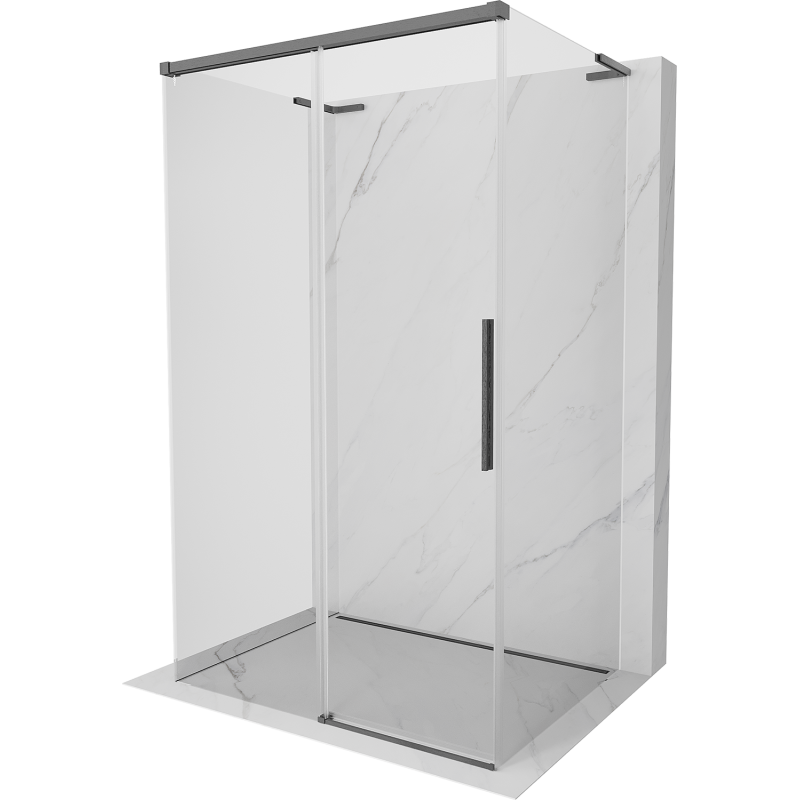 Mexen Rox-3S L 3-seitige Duschkabine, 155 x 90 cm, transparent, gebürstetes Gun Gray - 8C2L-155-090-66-00-3S