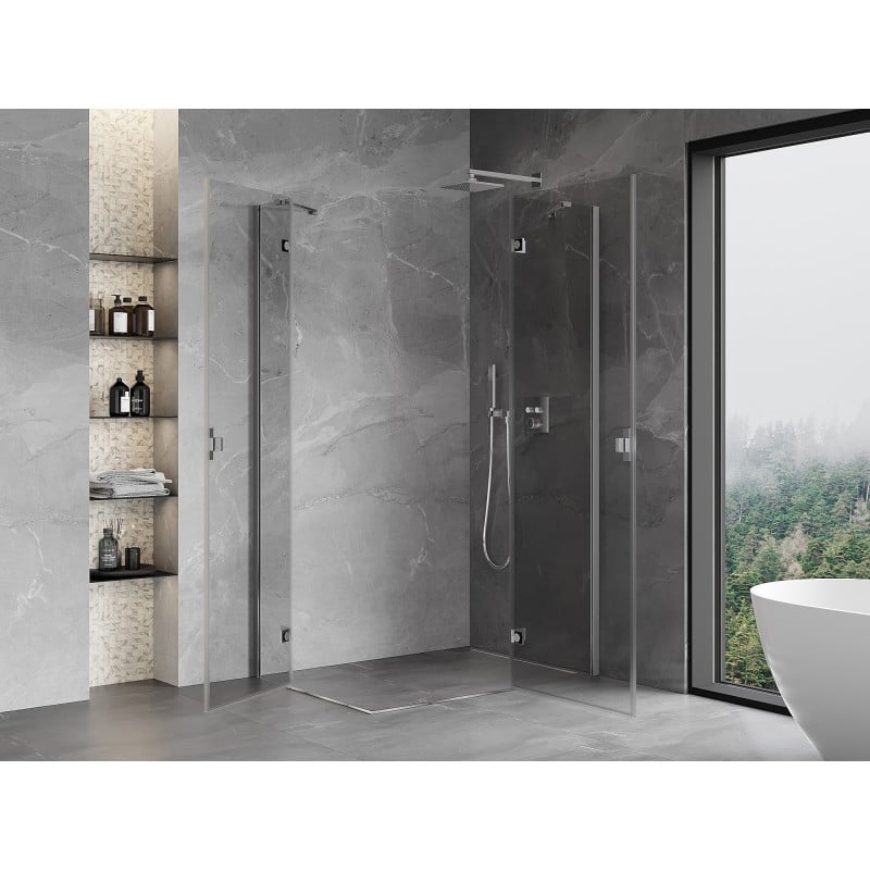 Mexen Mist-H Duo Duschkabine schwenkbar rechts 80 x 95 cm, transparent, Chrom - 8A5-080L-095P-01-00