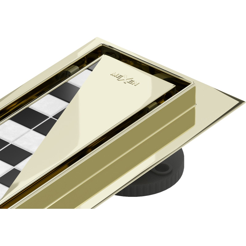 Mexen Flat 360° M13 drehbarer 2-in-1-Linienablauf 50 cm, gold - 1510050-40
