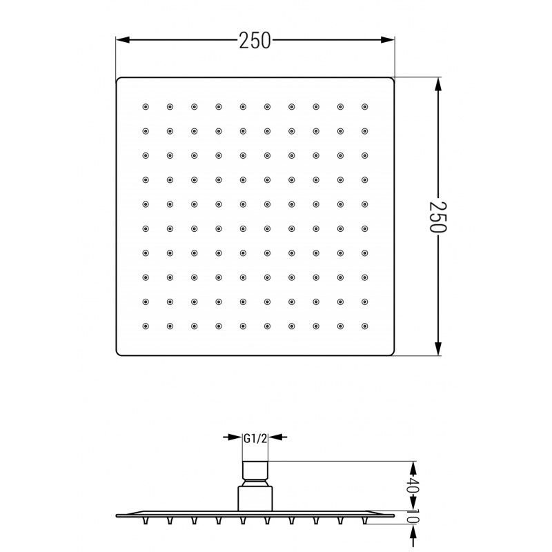 Mexen Slim Regenduschkopf 25 x 25 cm, Graphit - 79125-66