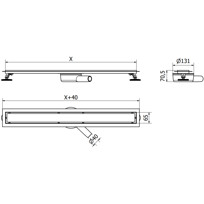 Mexen Flat 360° M08 Drehbarer Linienduschablauf 70 cm, Inox - 1025070-40