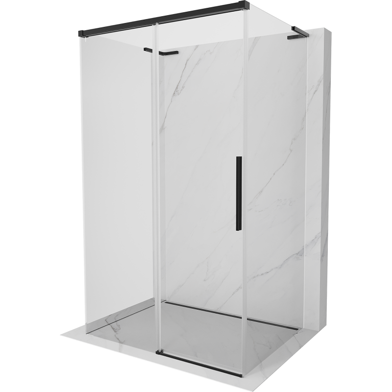 Mexen Rox-3S L 3-seitige Duschkabine, Schiebetür 140 x 80 cm, transparent, schwarz - 8C2L-140-080-70-00-3S